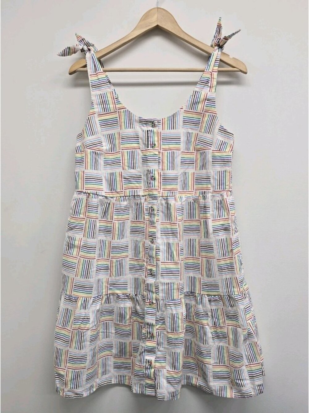Target Pride Rainbow Striped Gender Inclusive Linen Babydoll Dress Sz S Festival